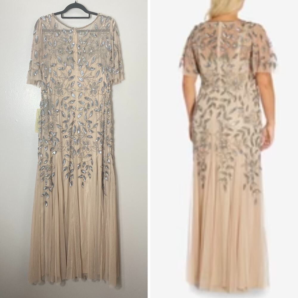 NWT ADRIANNA PAPELL DRESS GOWN MOTHER OF THE BRIDE FORMAL EVENING WEDDING GUEST - Picture 4 of 16
